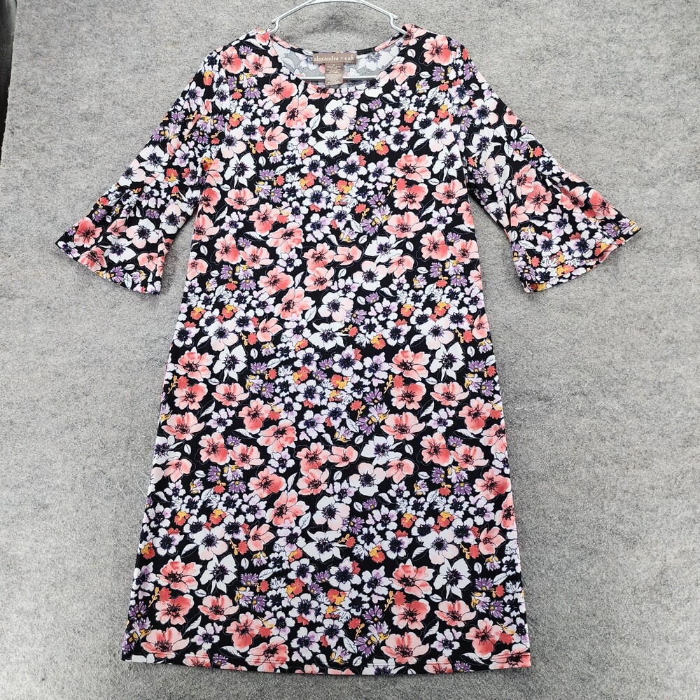 Alexandra Oak Dress Womens Medium Short Sleeve Black Floral